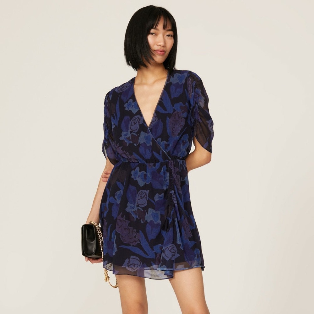 NWT Ted Baker Juleah Ruched Sleeve Detail Mini Dress